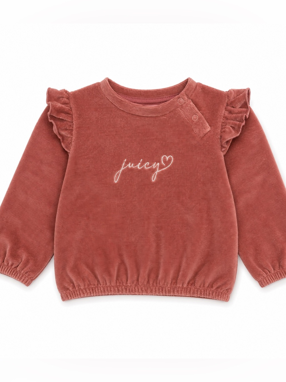 Juicy Couture Rust Pink Corduroy Ruffle Sweatshirt - Kids